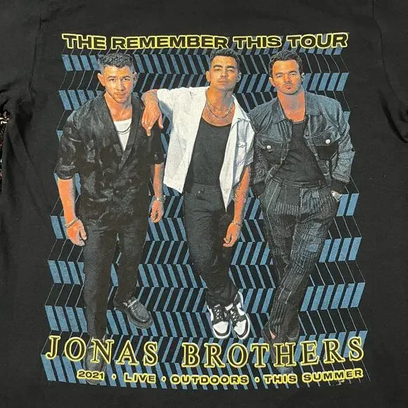 Jonas Brothers  The Remember This Tour Black T Shirt Adult Sz S New - Picture 2 of 5
